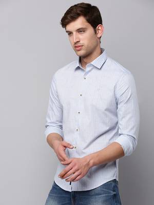 men's long sleeves geometric blue shirt 3