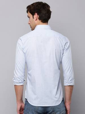 men's long sleeves geometric blue shirt 4