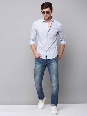 men's long sleeves geometric blue shirt 5