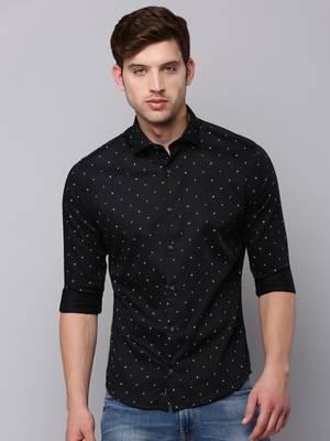 men's long sleeves typography black shirt 2