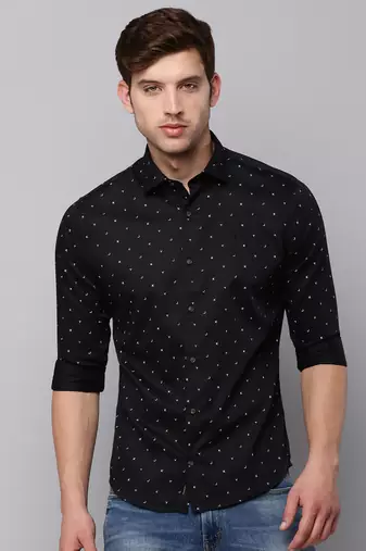 men's long sleeves typography black shirt