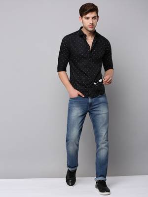 men's long sleeves typography black shirt 5