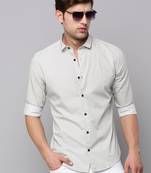 men's long sleeves geometric cream shirt