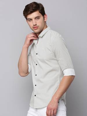 men's long sleeves geometric cream shirt 3