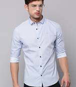 men's long sleeves geometric blue shirt