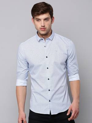 men's long sleeves geometric blue shirt 2