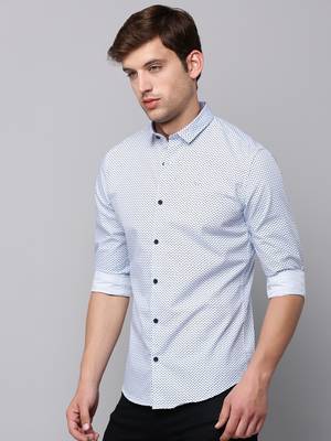 men's long sleeves geometric blue shirt 3