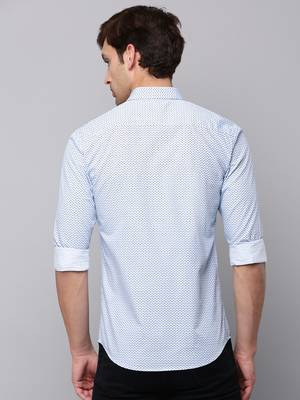 men's long sleeves geometric blue shirt 4