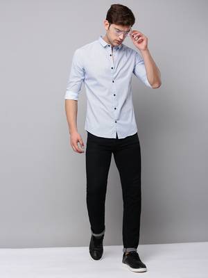 men's long sleeves geometric blue shirt 5