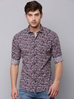 men's long sleeves micro ditsy navy blue shirt 2