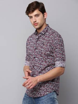 men's long sleeves micro ditsy navy blue shirt 3
