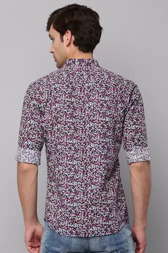 men's long sleeves micro ditsy navy blue shirt