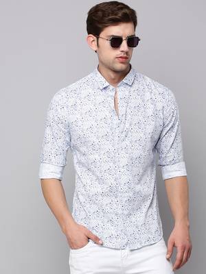 men's long sleeves abstract white shirt 1