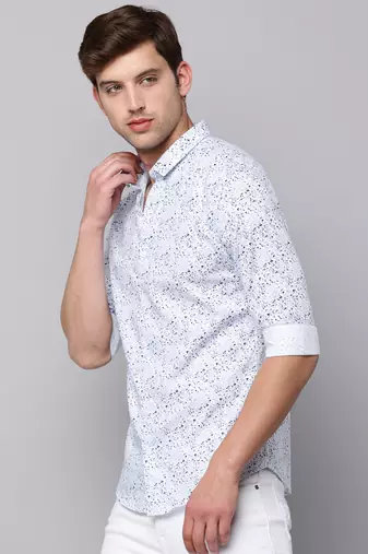 men's long sleeves abstract white shirt