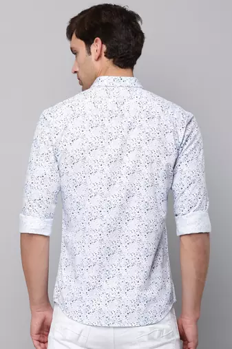 men's long sleeves abstract white shirt