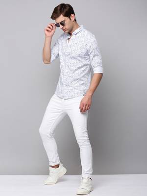 men's long sleeves abstract white shirt 5