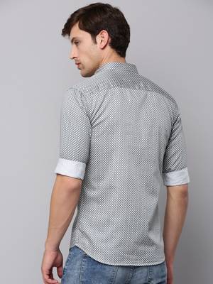 men's long sleeves geometric cream shirt 4