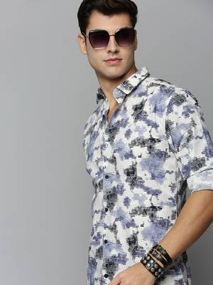 men's long sleeves abstract off white shirt 1