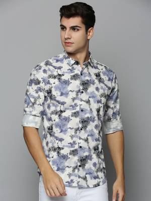 men's long sleeves abstract off white shirt 2
