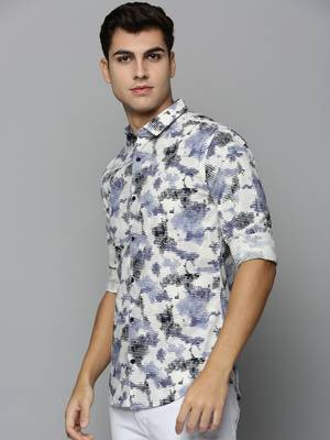 men's long sleeves abstract off white shirt 3