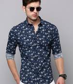men's long sleeves floral olive shirt
