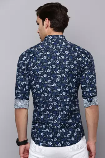 men's long sleeves floral olive shirt