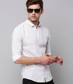 men's long sleeves geometric cream shirt