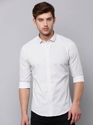 men's long sleeves geometric cream shirt 2