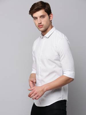 men's long sleeves geometric cream shirt 3