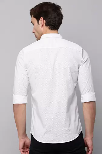 men's long sleeves geometric cream shirt