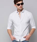 men's long sleeves geometric white shirt
