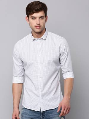men's long sleeves geometric white shirt 2