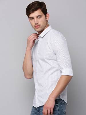 men's long sleeves geometric white shirt 3
