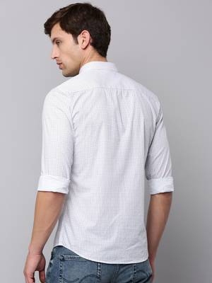 men's long sleeves geometric white shirt 4