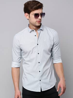 men's long sleeves geometric white shirt 1