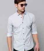 men's long sleeves geometric white shirt