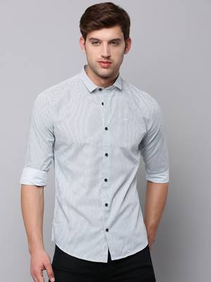 men's long sleeves geometric white shirt 2