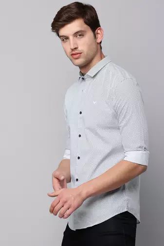 men's long sleeves geometric white shirt