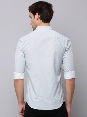men's long sleeves geometric white shirt 4