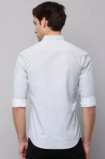 men's long sleeves geometric white shirt