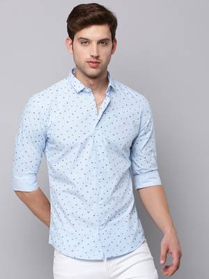 men's long sleeves conversational blue shirt 2