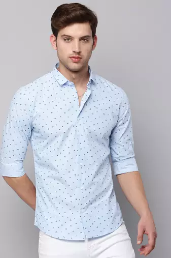 men's long sleeves conversational blue shirt