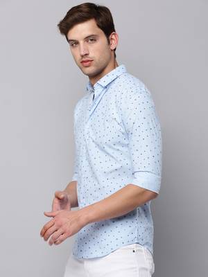 men's long sleeves conversational blue shirt 3