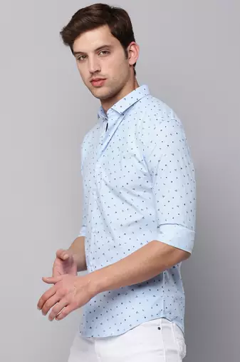 men's long sleeves conversational blue shirt