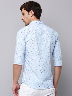 men's long sleeves conversational blue shirt 4