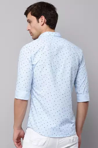 men's long sleeves conversational blue shirt