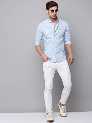 men's long sleeves conversational blue shirt 5