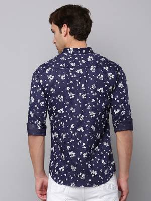 men's long sleeves micro ditsy navy blue shirt 4