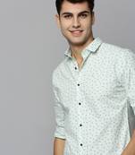 men's long sleeves micro checks green shirt