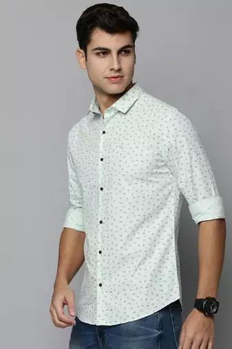 men's long sleeves micro checks green shirt